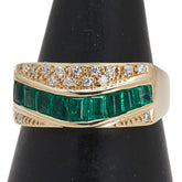 K18YG イエローゴールド エメラルド0.57ct ダイヤ0.08ct リング 指輪 レディース 9号 【中古】